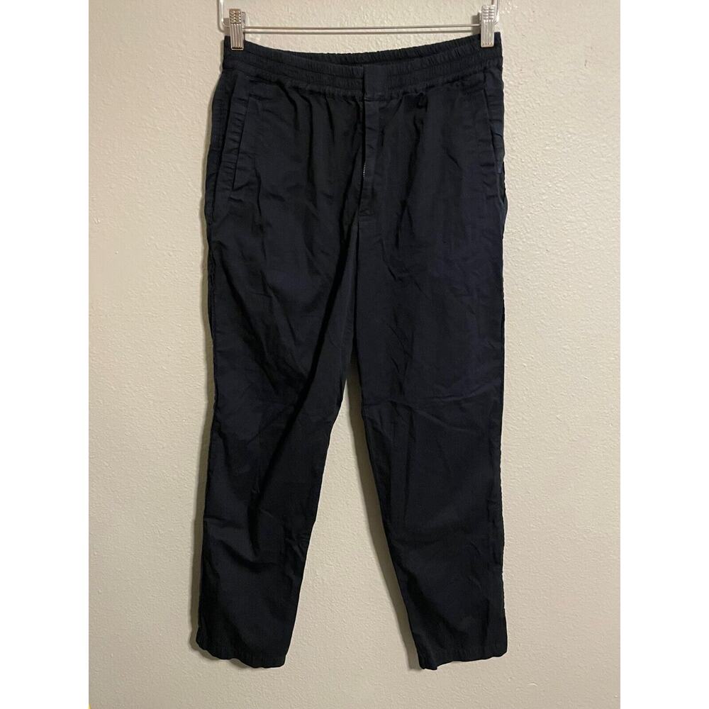 Folk Assembly Men Trousers Size 3 US Medium Navy Twill Tapered Leg Elastic Waist